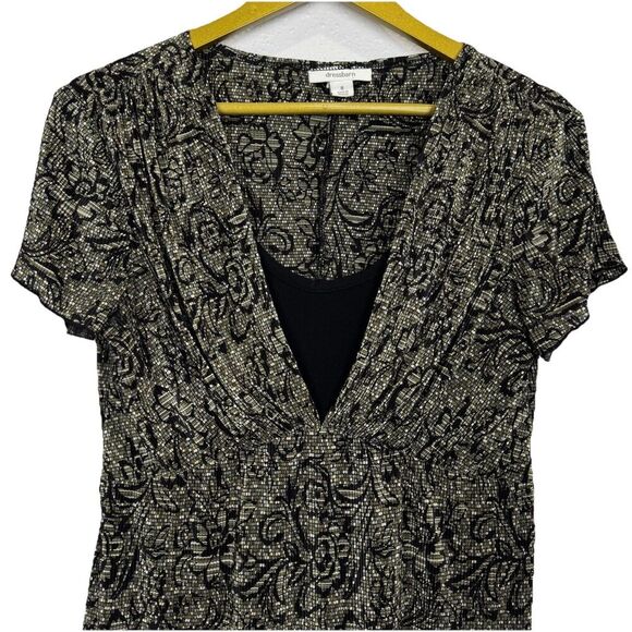 Vintage Y2K Dress Barn Womens Floral Babydoll Top Size 8 Brown Fairy Whimsigoth - Picture 2 of 6